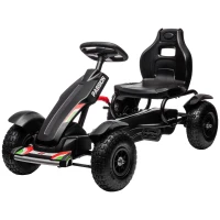 HOMCOM Go-Kart cu Pedale din PP și Metal cu Frână de Mână Negru(m-10)