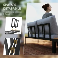 Outsunny Set Mobilier de Grădină din 4 Piese, cu 2 Canapele și 2 Măsuțe de Cafea, 141x64x62 cm, Lemn Natural(m-5)