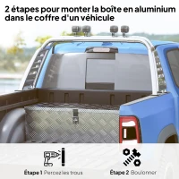 HOMCOM Boite de rangement - boîte à outils en aluminium - caisse à outil alu. poignées rétractables verrouillage clé dim. 76L x 33l x 25H cm(m-6)