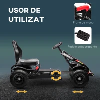 HOMCOM Go-Kart cu Pedale din PP și Metal cu Frână de Mână Negru(m-5)