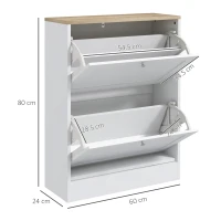 HOMCOM Narrow Shoe Cabinet with 2 Flip Drawers and Adjustable Shelves - White(m-3)