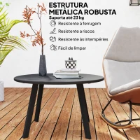 Outsunny Mesa de Centro de Jardim Redonda de Metal Mesa Auxiliar com Bordas Arredondadas Pés Antiderrapantes Ø70x42 cm Preto(m-5)