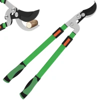 Outsunny Telescopic Loppers 64.5-90 cm, Extendable Garden Loppers Heavy Duty with Steel Blade and Adjustable Handles, Tree Trimmer for Branches, Bushes, Shrubs, Green(m-10)