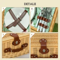 Coș picnic Outsunny maro deschis(m-6)