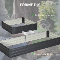 Outsunny Pat de grădină înălțat din metal pentru exterior, ideal pentru flori și legume, 241x90,5x30 cm, gri(m-5)