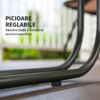 Outsunny Set de Exterior din Ratan cu Canapea, 2 Fotolii și Măsuță cu Blat de Sticlă Gri(m-8)