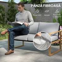 Outsunny Set Mobilier de Grădină din 4 Piese, cu Canapea de 2 Locuri, 2 Fotolii și Măsuță de Cafea, 123.5x75x73 cm, Gri(m-6)