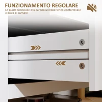 HOMCOM Cassettiera per Camera da Letto a 3 Cassetti con Maniglie in Finta Pelle, 80x40x78.5 cm, Bianco(m-7)