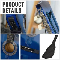 HOMCOM 38" Beginners Basswood Acoustic Guitar Blue(m-6)