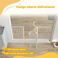 PawHut Barreira de Segurança Extensível para Portas e Escadas com Fechamento Automático e Sistema de Duplo Bloqueio 74-147,5x76,2 cm Branco(m-5)
