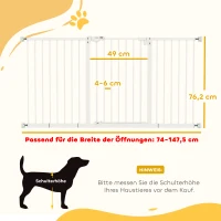 PawHut Hunde-Absperrgitter, erweiterbar, Klemmmontage, Metall, 136x76cm, Weiß(m-3)