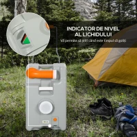 Outsunny Rezervor pentru Apă de Camping 22L cu Roți și Mâner și Duza Rotativă, Gri(m-7)