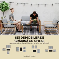 Outsunny Set Mobilier de Grădină din 4 Piese, cu Canapea de 2 Locuri, 2 Fotolii și Măsuță de Cafea, 123.5x75x73 cm, Gri(m-4)