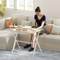 HOMCOM Birou Compact Pliabil cu Suport Monitor, 81,5x62x86,5 cm, Lemn(m-9)