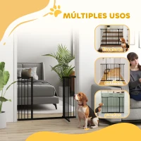 PawHut Barrera de Seguridad Extensible Puertas y Escaleras Metálica para Perros y Bebé Barrera Puertas Mascota 76-107x76 cm(m-4)