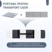 Outsunny Paravânt Pliabil de Plajă în Poliester cu Bare de Oțel, 540x150 cm, Gri(m-6)