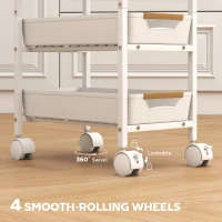 HOMCOM 5-Tier Storage Trolley on Wheels - White(m-5)
