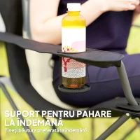 Outsunny Set 2 Scaune Pliabile de Camping cu Suport Pahar și Genți Crem(m-6)