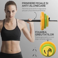 HOMCOM Set Halteră și Discuri 20 kg cu 6 Greutăți, Multicolor(m-6)