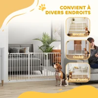 PawHut Barrière de sécurité animaux porte fermeture automatique système de double verrouillage sans perçage 3 extensions blanc(m-8)