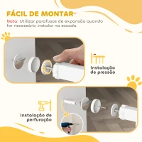 PawHut Barreira de Segurança Extensível para Portas e Escadas com Fechamento Automático e Sistema de Duplo Bloqueio 74-147,5x76,2 cm Branco(m-7)