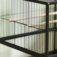 PawHut Cușcă pentru Păsări cu Roți cu Raft Inferior, Tavă și Grilă Negru(m-9)