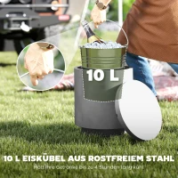 HOMCOM Outdoor-Tisch, Beistelltisch mit Kühler, Eiseimer, Hellgrau(m-5)
