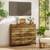 HOMCOM Cómoda de 4 Gavetas Cómoda para Dormitório Alta com Puxadores Metálicos Cómoda Estreita para 62x35x105 cm Castanho Rústico(m-7)