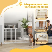 PawHut Barreira de Segurança Extensível para Portas e Escadas com Fechamento Automático e Sistema de Duplo Bloqueio 74-147,5x76,2 cm Branco(m-8)