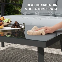 Outsunny Set de Mobilier de Gradina din 4 Piese cu Canapea, 2 Fotolii si Masa de Cafea, 127x74x80 cm, Gri Carbune(m-8)