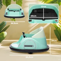 AIYAPLAY Autoscooter, 360° Rotation, 2 km/h Geschwindigkeit, Sicherheitsgurt, LED-Lichter, Musik und Hupe, Grün(m-3)