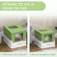 PawHut Litieră pisici cu tava detașabilă, 2 uși(m-5)