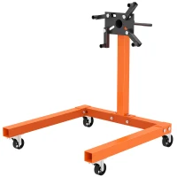 HOMCOM Engine Stand, 570 kg Rotating Engine Stand with 360 Degree Adjustable Head, 4 Mounting Arms, Heavy Duty Steel Support, Universal Wheels for Garage Workshop Auto Repair, Orange(m-1)
