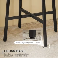 HOMCOM Masă de Prânz Rotundă în Stil Industrial pentru 2 Persoane cu Bază Încrucișată, Masă de Bucătărie din Lemn și Oțel, Ø80x75 cm, Negru și Culoare Lemn(m-6)