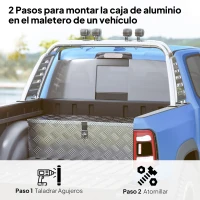 HOMCOM Caja de Herramientas de Aluminio con Asas Retráctiles Cierre con Llave y Gran Capacidad de Almacenaje 76x33x25 cm Plata(m-6)