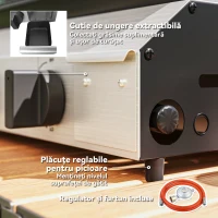 Outsunny Grătar pe Gaz cu 4 Arzătoare, Picioare Reglabile și Tavă de Colectare a Grăsimii, 77x44.5x19 cm, Argintiu(m-7)