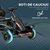 HOMCOM Go-Kart cu Pedale din PP și Metal cu Frână de Mână Negru(m-6)