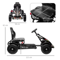 HOMCOM Go-Kart cu Pedale din PP și Metal cu Frână de Mână Negru(m-3)