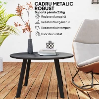 Outsunny Măsuță de Grădină Rotundă în Stil Industrial cu Picioare Antiderapante, Ø70x42 cm, Negru(m-5)