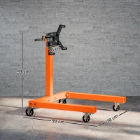 HOMCOM Engine Stand, 570 kg Rotating Engine Stand with 360 Degree Adjustable Head, 4 Mounting Arms, Heavy Duty Steel Support, Universal Wheels for Garage Workshop Auto Repair, Orange(m-3)