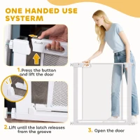 PawHut Pet Safety Gate, for Doorways, Staircases, Hallways, with 75-82cm Adjustable Width - White(m-4)