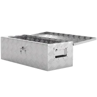 HOMCOM Caja de Herramientas de Aluminio con Asas Retráctiles Cierre con Llave y Gran Capacidad de Almacenaje 76x33x25 cm Plata(m-11)