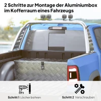 HOMCOM Gerätekasten, Werkzeugkiste, mit Schloss, zwei Tragegriffe, Aluminium, 76 x 33 x 25 cm(m-6)