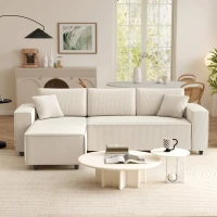 Canapea HOMCOM catifea crem, 3 locuri(m-8)