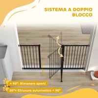 PawHut Cancellino per Cani a 3 Estensioni con Larghezza Regolabile fino a 147.5 cm e Chiusura Automatica, Nero(m-5)