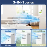 HOMCOM Climatizator Portabil 9000BTU: Răcire, Ventilator, Umiditate, Control Distanță - 20m²(m-4)