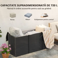 Outsunny Geantă de Depozitare 720L cu Fermoar Dublu și Mânere din Poliester Neagră(m-5)