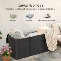 Outsunny Borsa Portaoggetti da 720L con 2 Cerniere e Maniglie, in Tessuto Oxford 600D, 175x55x75 cm, Nero(m-5)