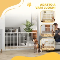 PawHut Cancellino per Cani a 3 Estensioni con Larghezza Regolabile 74-148 cm e Chiusura Automatica, Bianco(m-8)