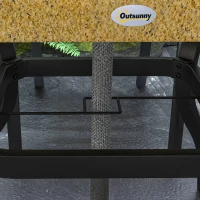 Outsunny Set Tavolo e 4 Sedie da Giardino, Piano Effetto Marmo e Sedie Impilabili con Braccioli, Marrone(m-7)